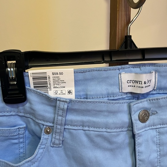 NWT sky blue high rise crop colored denim jeans - Picture 2 of 7